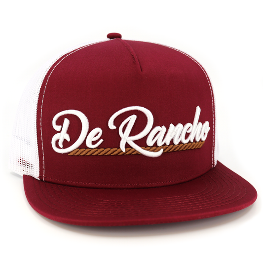 De Rancho Maroon/White flat visor hat