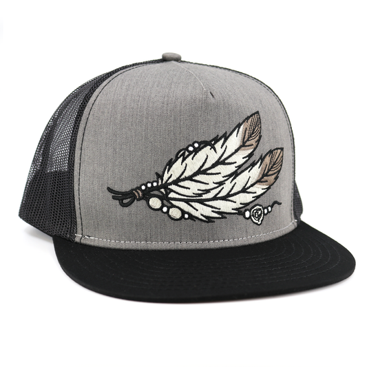 Dos Plumas Black/Heather/Black flat visor hat / gorra de visera plana