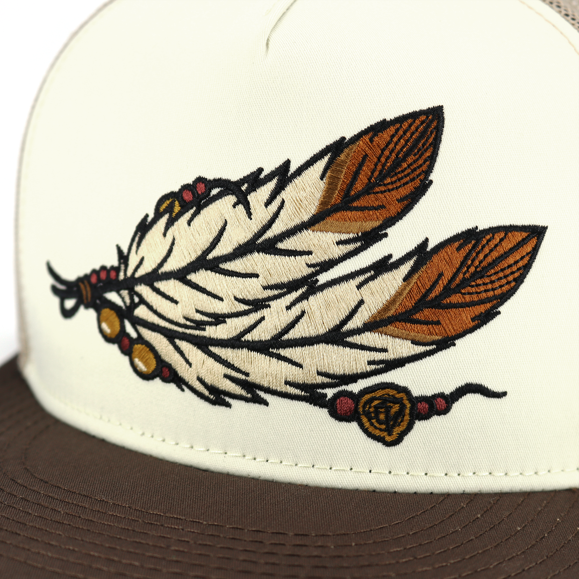 Dos Plumas Brown/Ivory/Khaki flat visor hat / gorra de visera plana