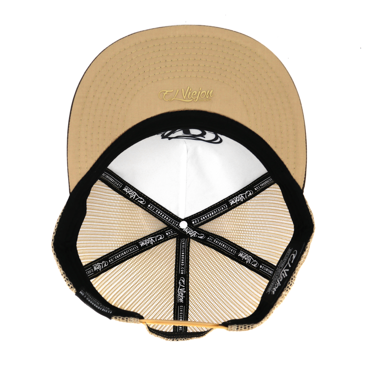 Dos Plumas Brown/Ivory/Khaki flat visor hat / gorra de visera plana