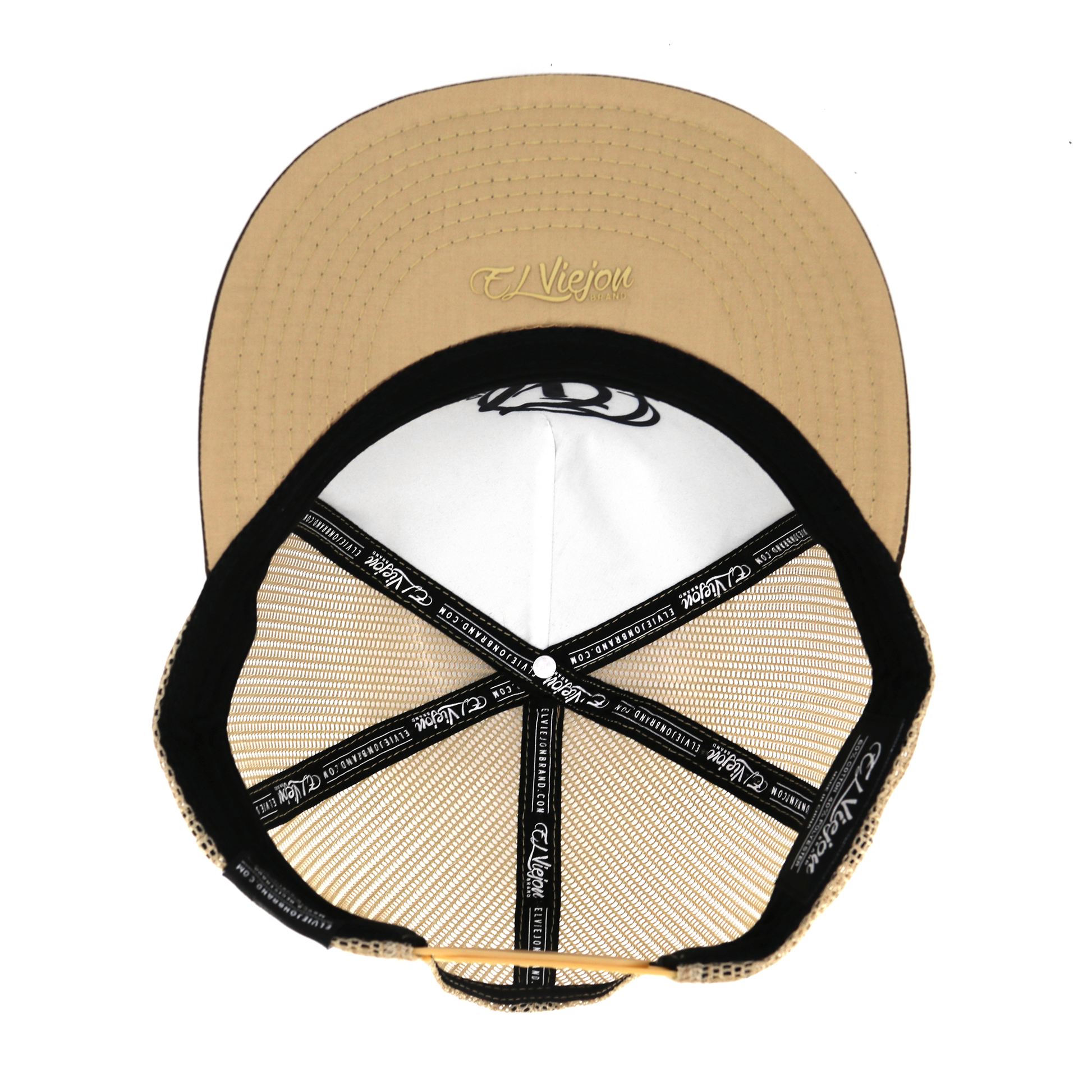 Dos Plumas Brown/Ivory/Khaki flat visor hat / gorra de visera plana