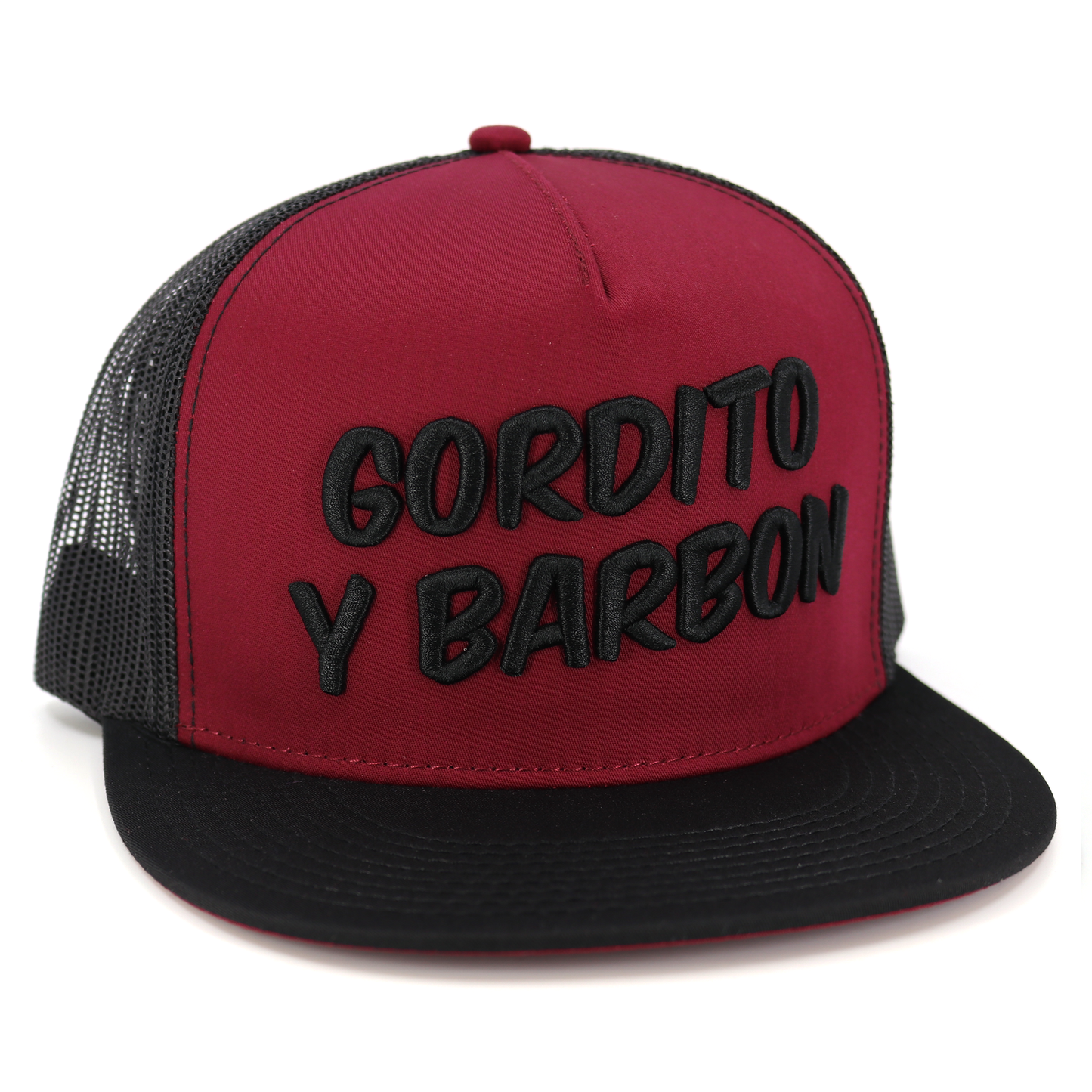 Gordito Y Barbon Black/Maroon/Black flat visor hat