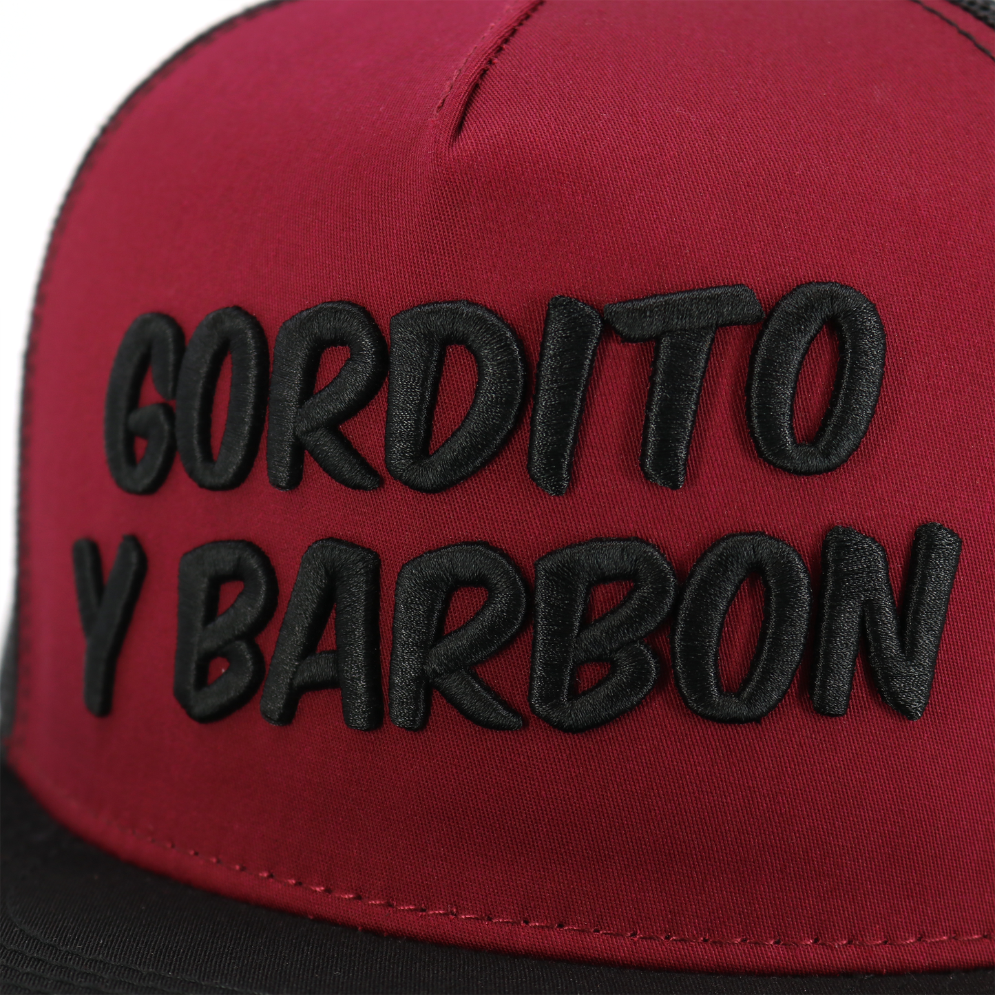 Gordito Y Barbon Black/Maroon/Black flat visor hat