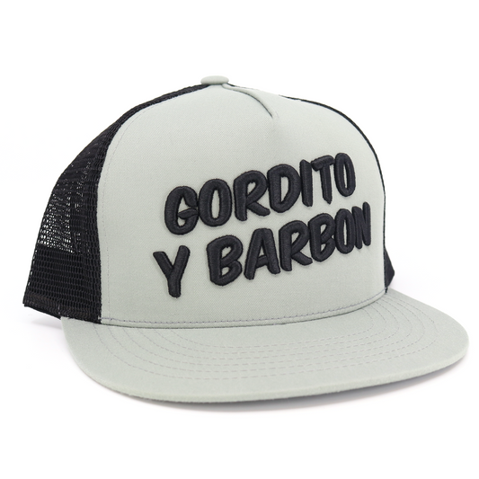 Gordito y Barbon Silver/Black flat visor hat / gorra de visera plana