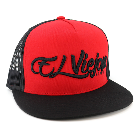 La Original Black/Red/Black flat visor hat / gorra de visera plana