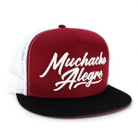 Muchacho Alegre Black/Maroon/White flat visor hat / gorra de visera plana