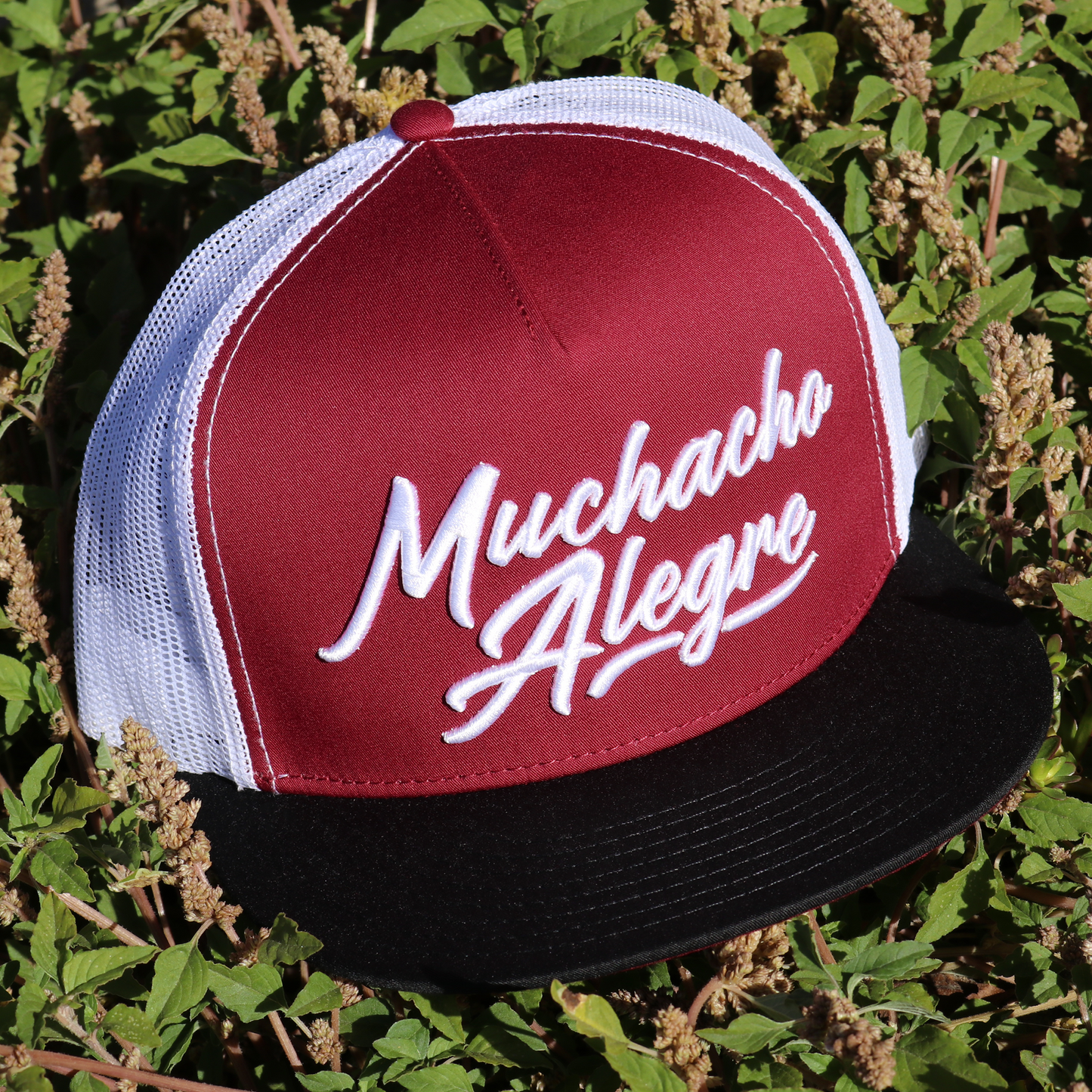 Muchacho Alegre Black/Maroon/White flat visor hat / gorra de visera plana