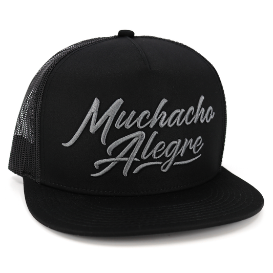 Muchacho Alegre Black flat visor hat (charcoal logo)