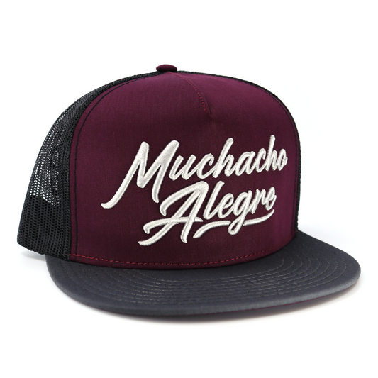 Muchacho Alegre Charcoal/Maroon/Black flat visor hat / gorra de visera plana