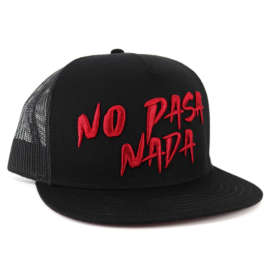 No Pasa Nada Black flat visor hat / gorra de visera plana