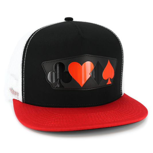 Poker Red/Black/White flat visor hat