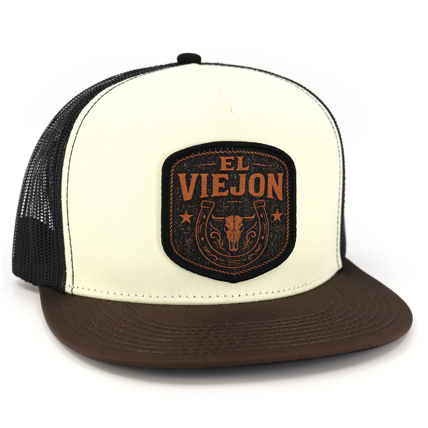 Rancho Viejo Brown/Cream/Black flat visor hat