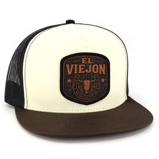 Rancho Viejo Brown/Cream/Black flat visor hat