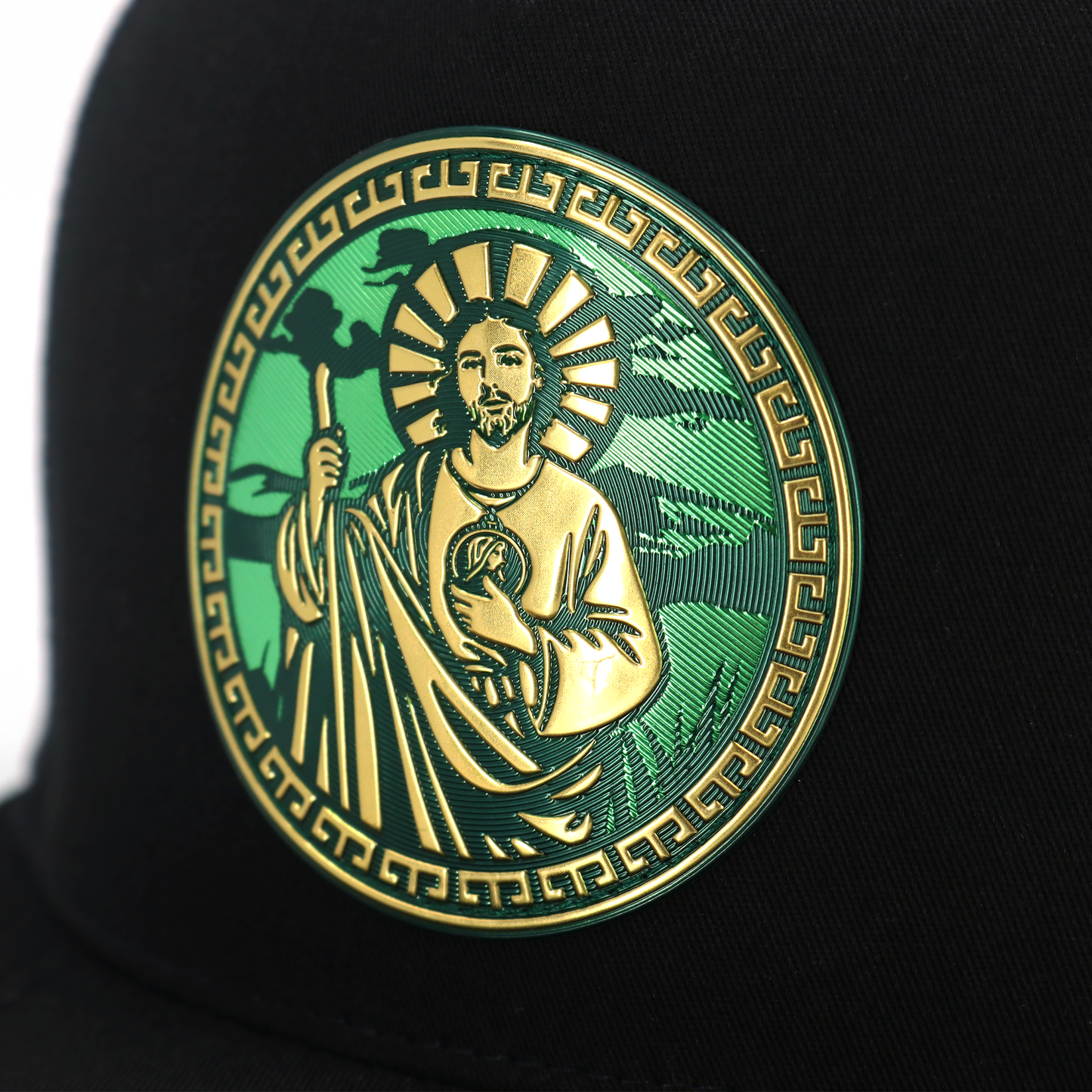 San judas Black flat visor hat / gorra de visera plana