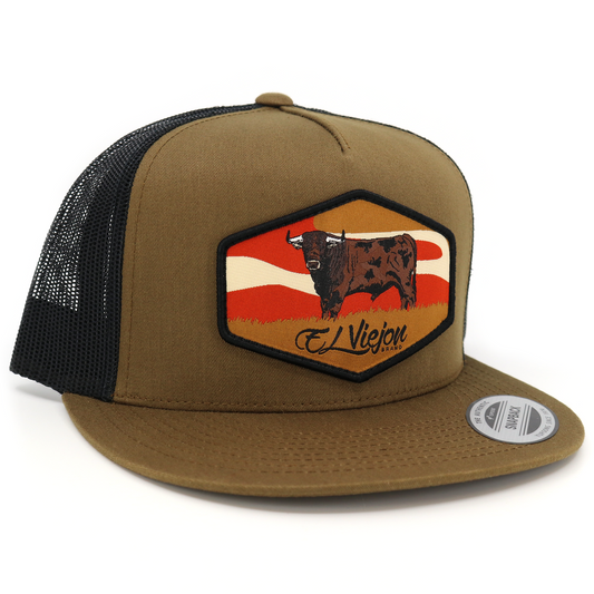 Semental Coyote/Black flat visor hat / gorra de visera plana