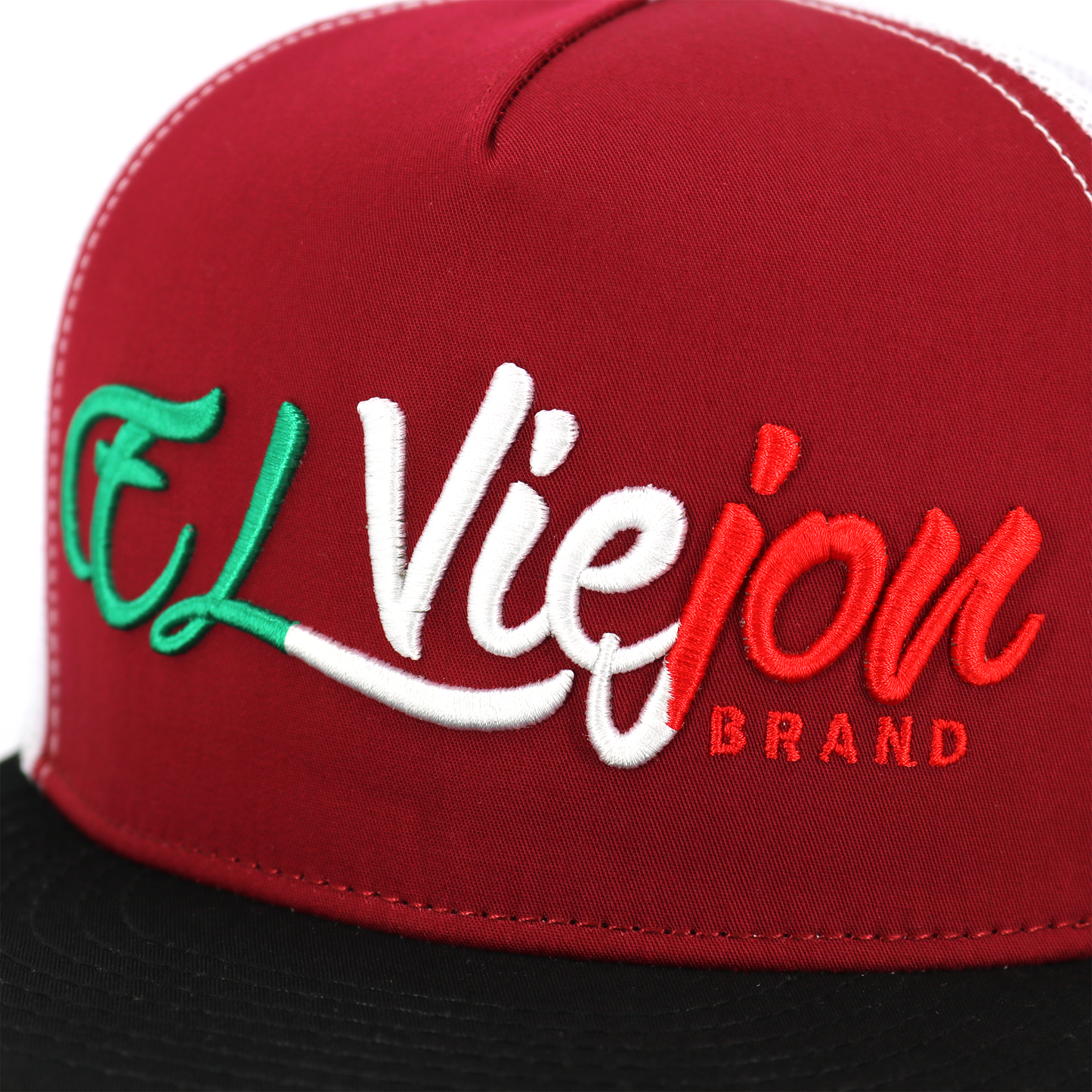 Tri Color Black/Maroon/White flat visor hat / gorra de visera plana