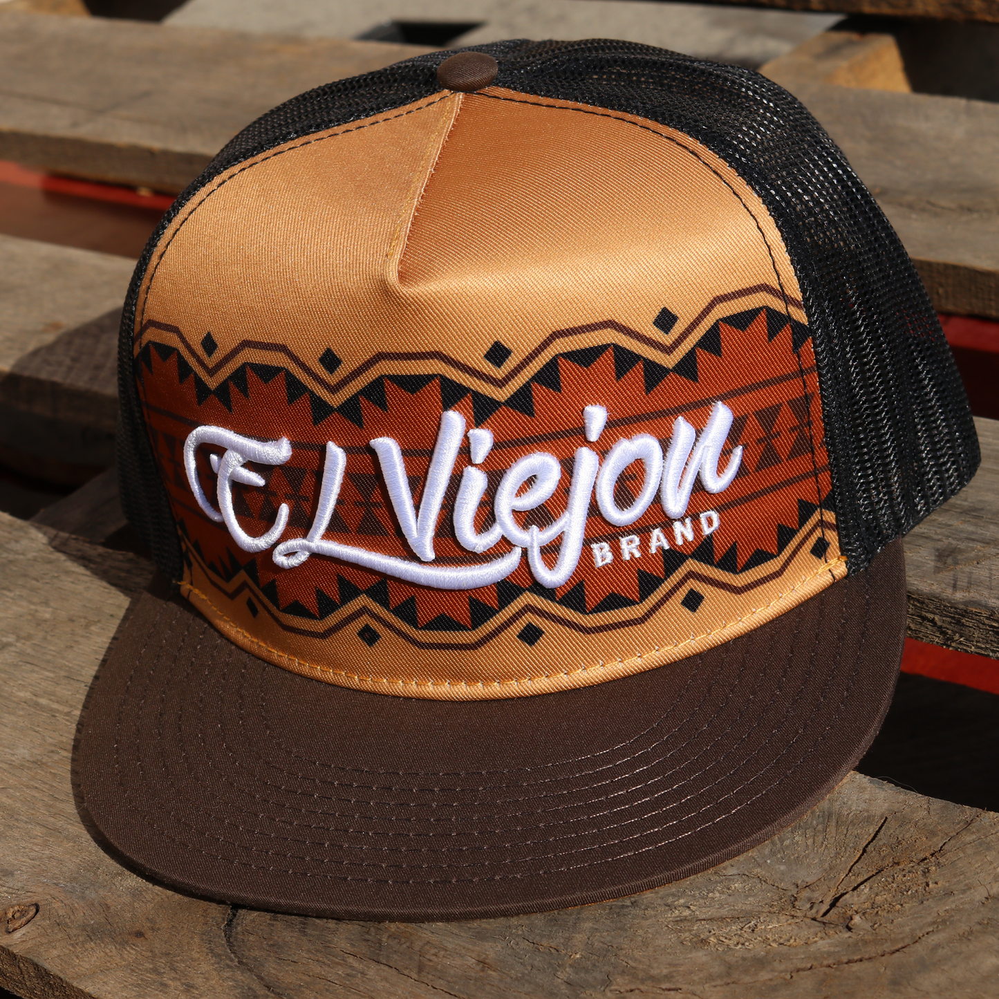 Yucatan Brown/Camel/Black flat visor hat / gorra de visera plana