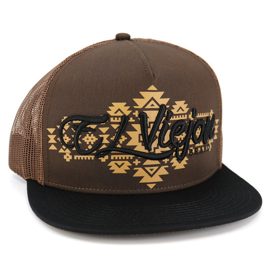 Yucca Black/brown/brown flat visor hat