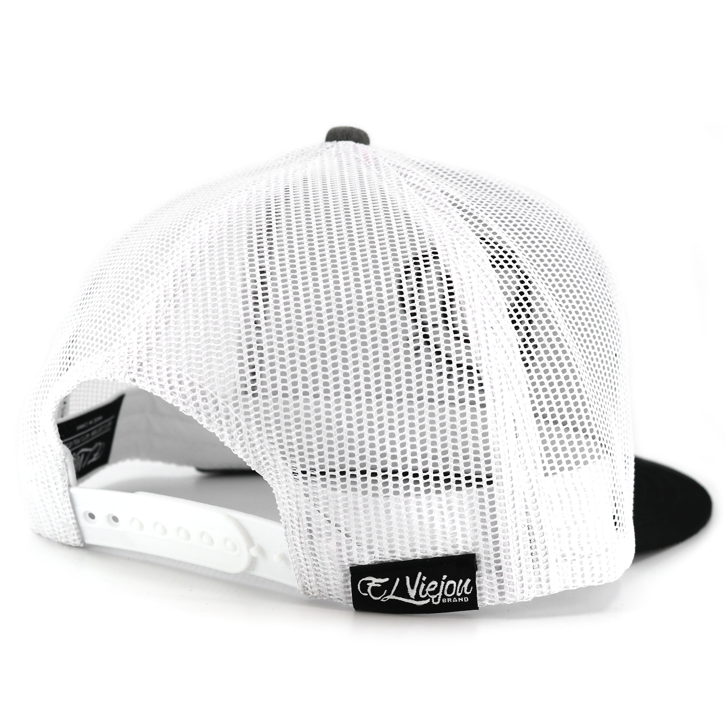 Zero Miedo black/heather/white flat visor hat with white mesh back and adjustable snapback.
