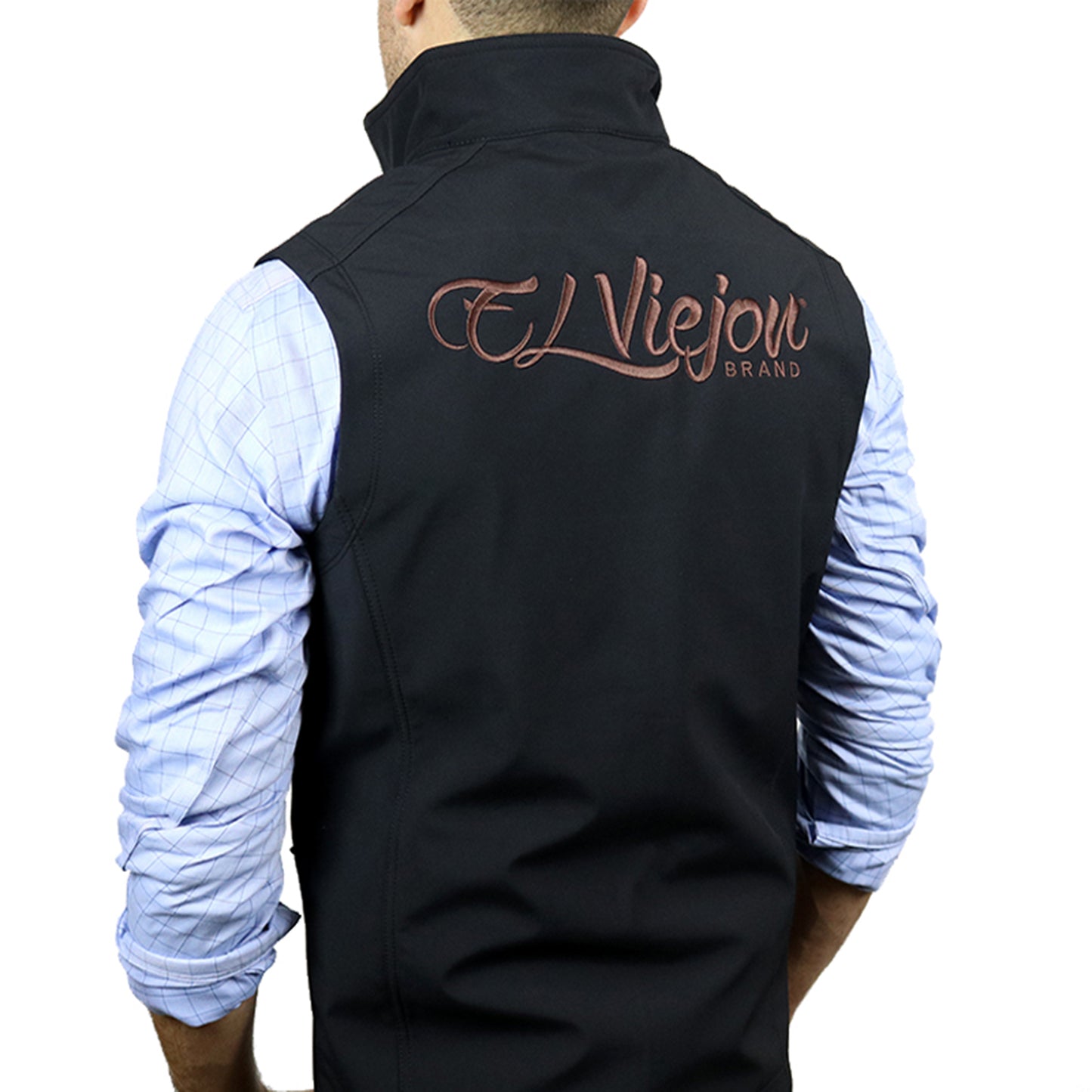 El Viejon Brand Vest - BLACK - Front EVC LH / EVB Back (Brown Logo)