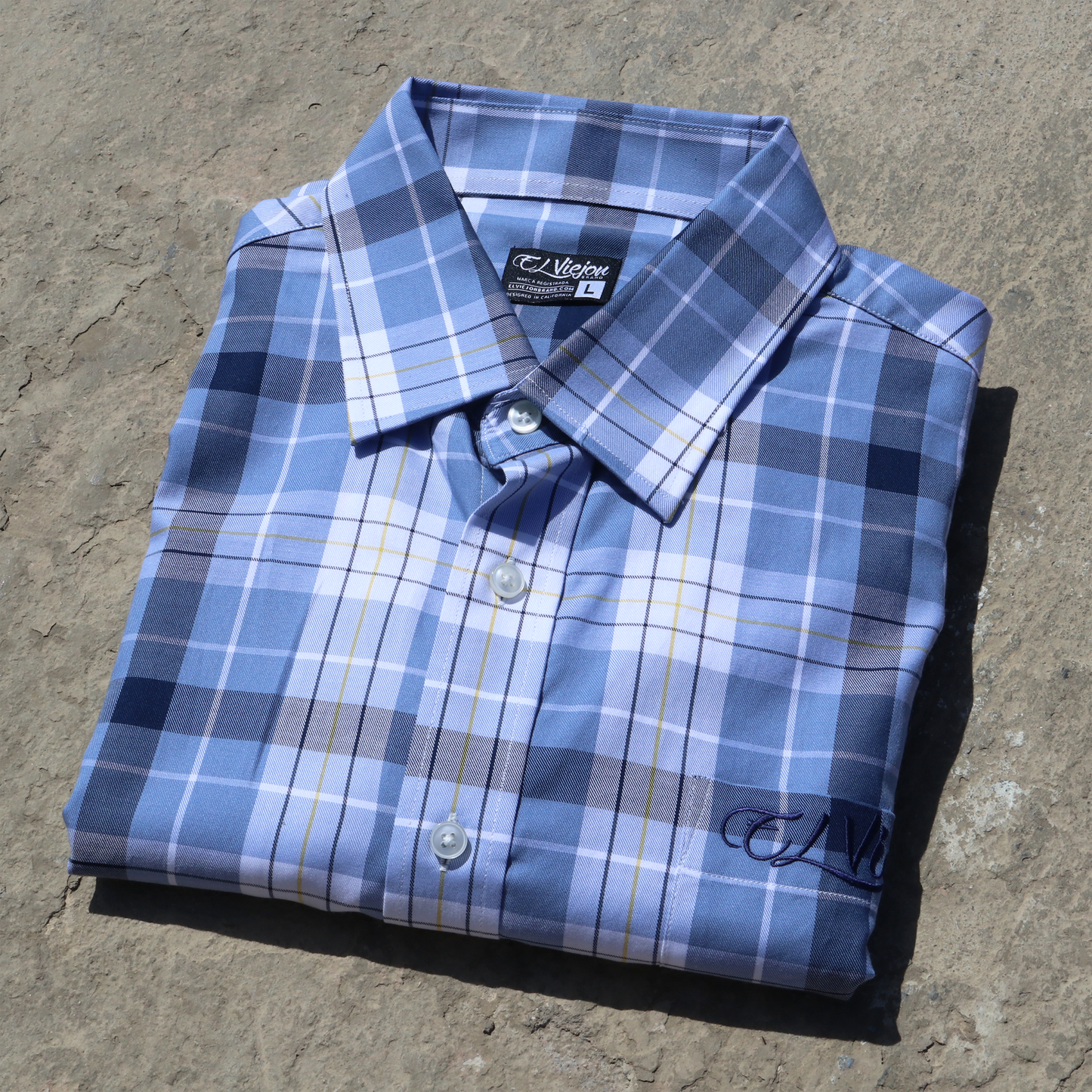 Dress Shirt / Camisa de Vestir - Plaid Blue/Sky/White