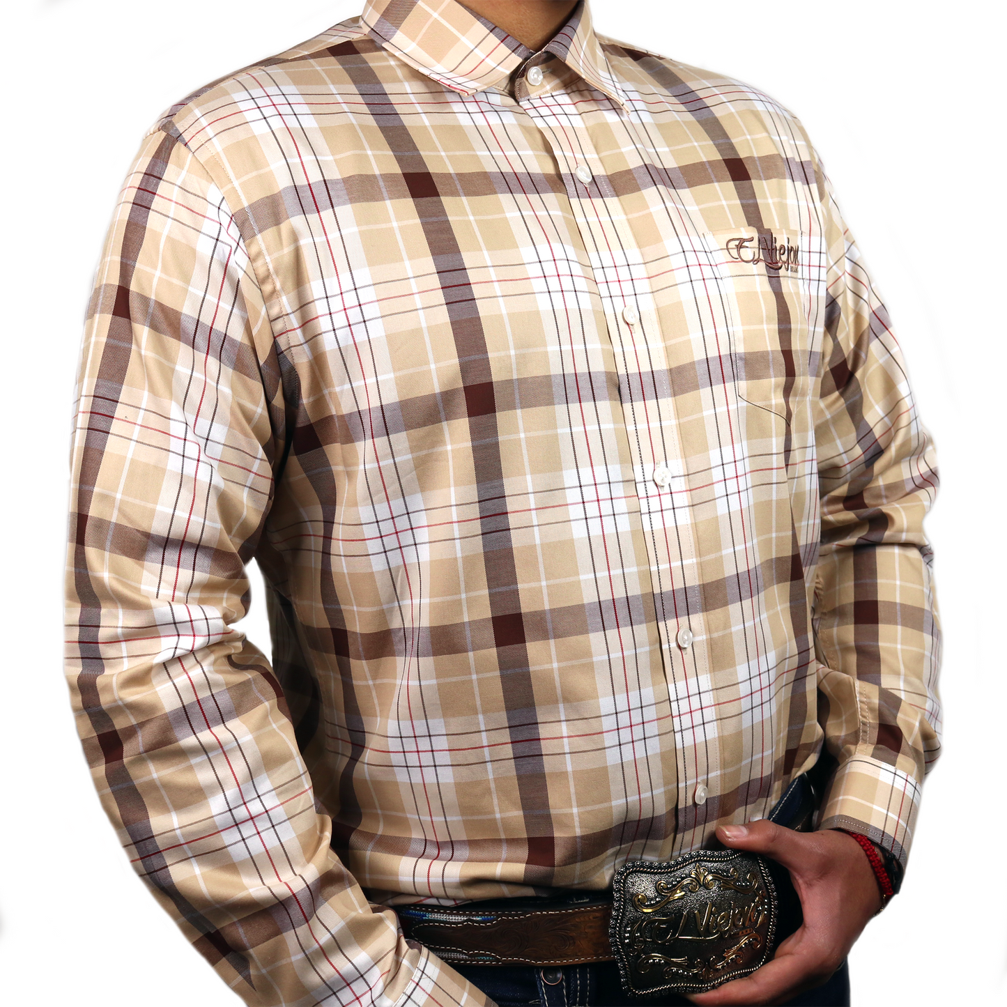 Dress Shirt / Camisa de Vestir - Plaid Brown/Tan/Maroon