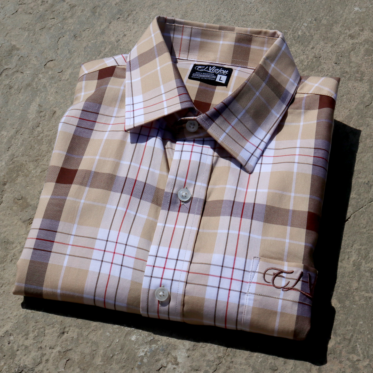 Dress Shirt / Camisa de Vestir - Plaid Brown/Tan/Maroon