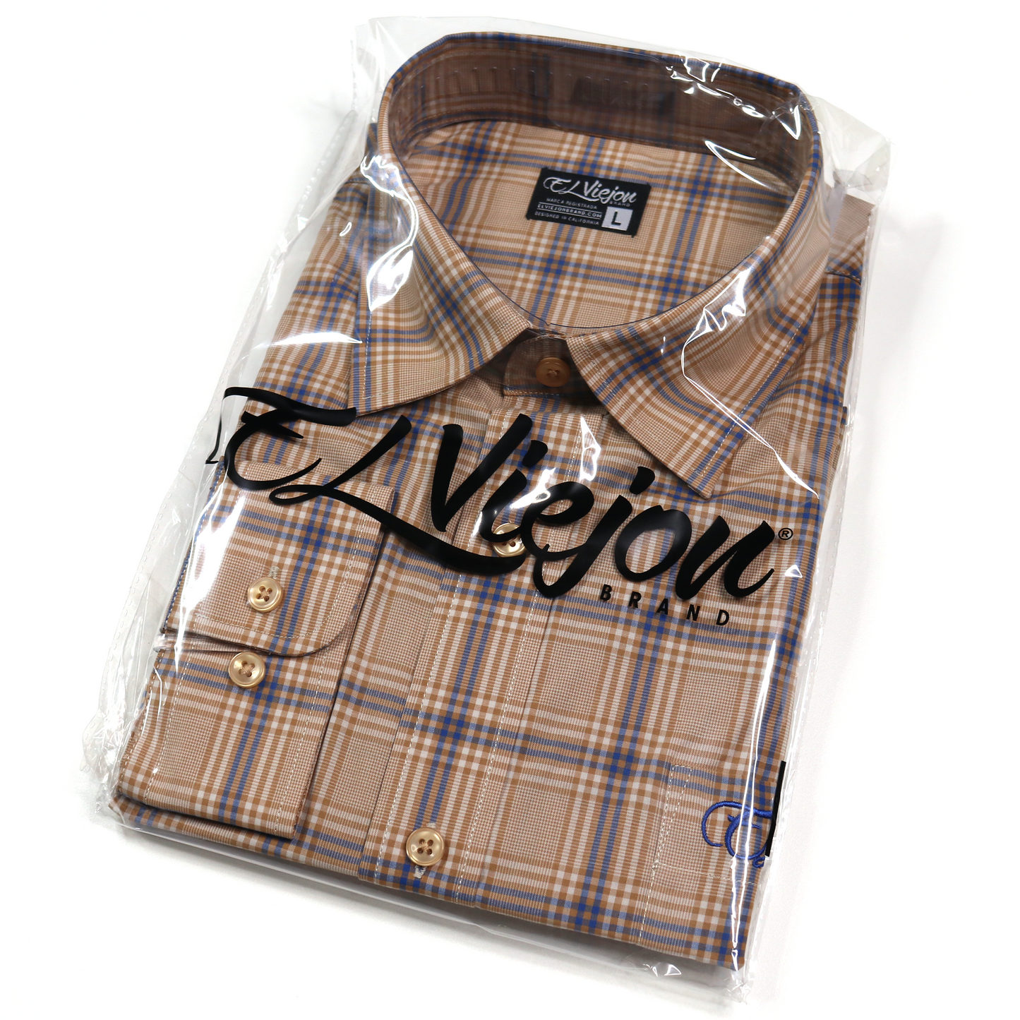 Dress Shirt / Camisa de Vestir - Plaid Khaki/Tan/Blue