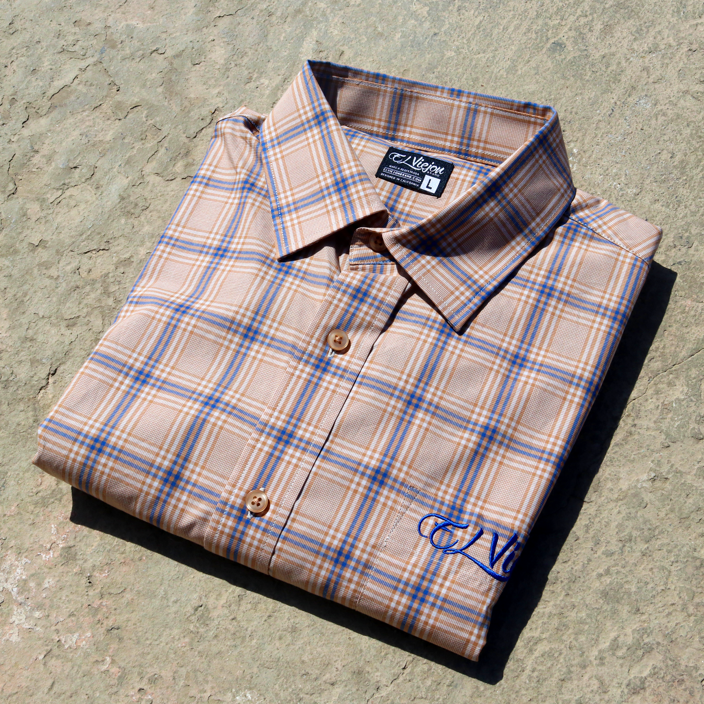 Dress Shirt / Camisa de Vestir - Plaid Khaki/Tan/Blue