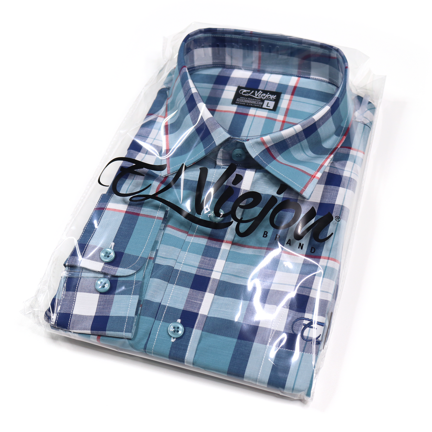 Dress Shirt / Camisa de Vestir - Plaid Teal/Navy/Red