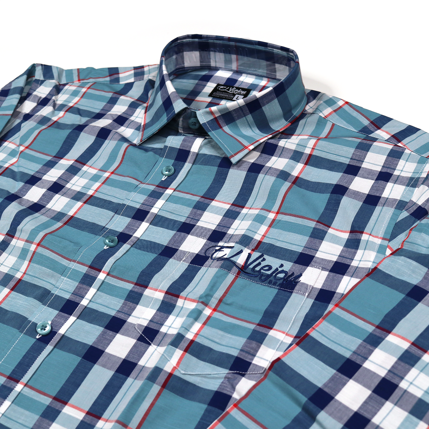 Dress Shirt / Camisa de Vestir - Plaid Teal/Navy/Red