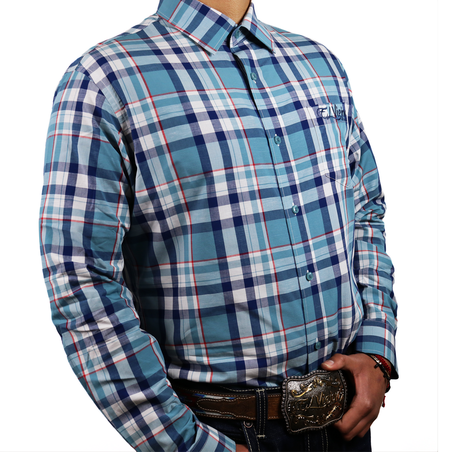 Dress Shirt / Camisa de Vestir - Plaid Teal/Navy/Red