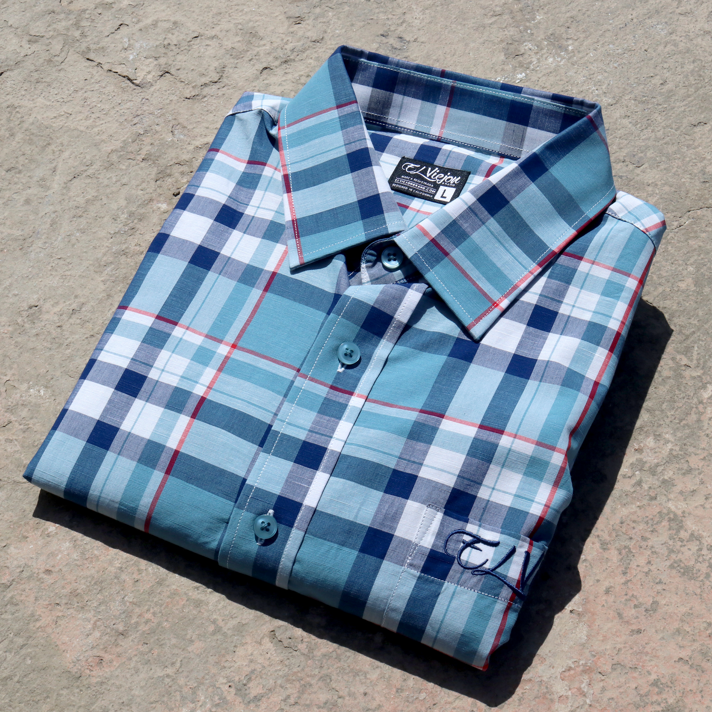 Dress Shirt / Camisa de Vestir - Plaid Teal/Navy/Red