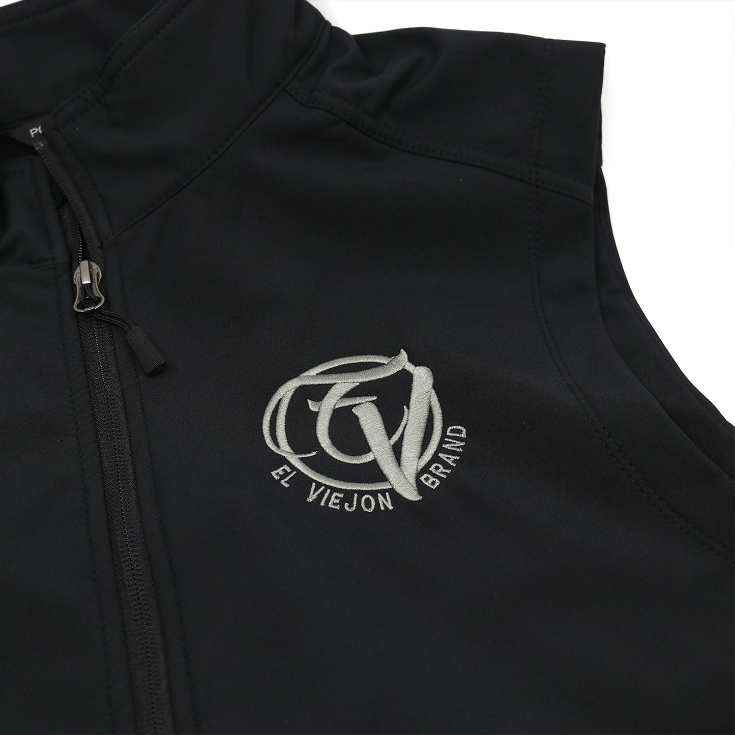 El Viejon Brand Vest - BLACK - Front EVC LH / EVB Back (Charcoal logo)