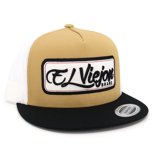 EVPatch Black/Gold/White flat visor hat / gorra de visera plana