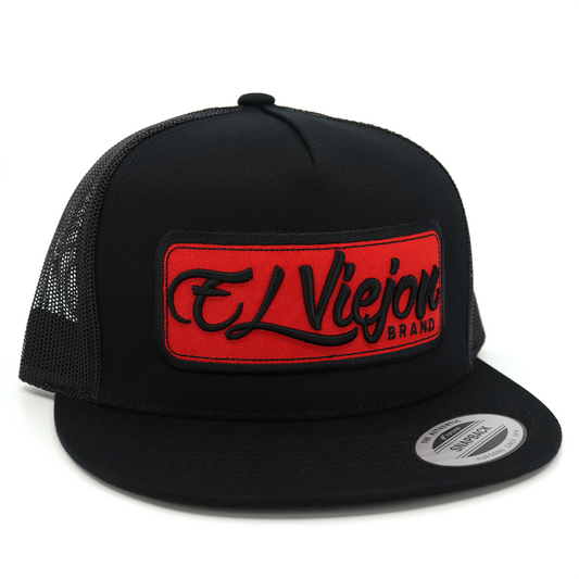 EVPatch Black (Red Patch) flat visor hat / gorra de visera plana