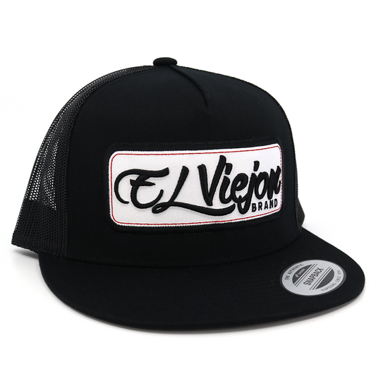 EVPatch Black (White Patch) flat visor hat / gorra de visera plana