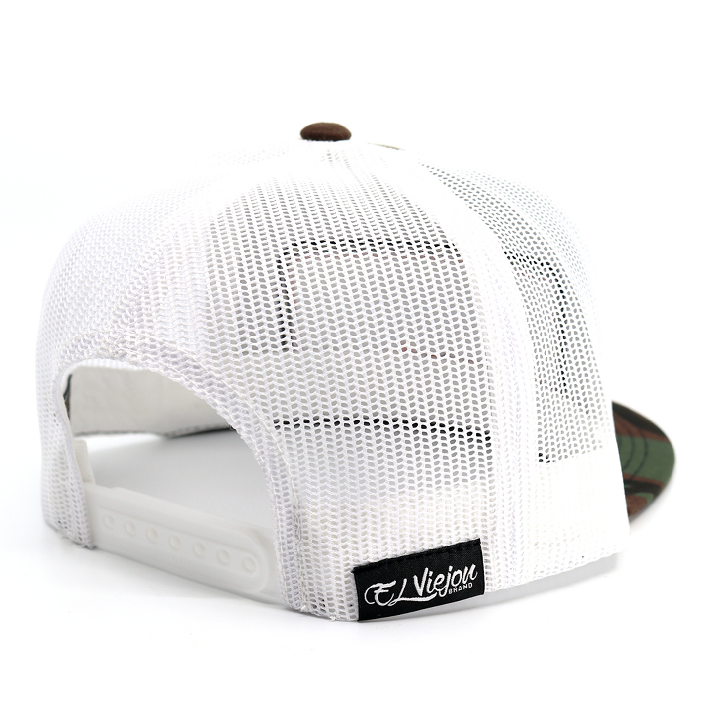 EVPatch Camo/White flat visor hat / gorra de visera plana