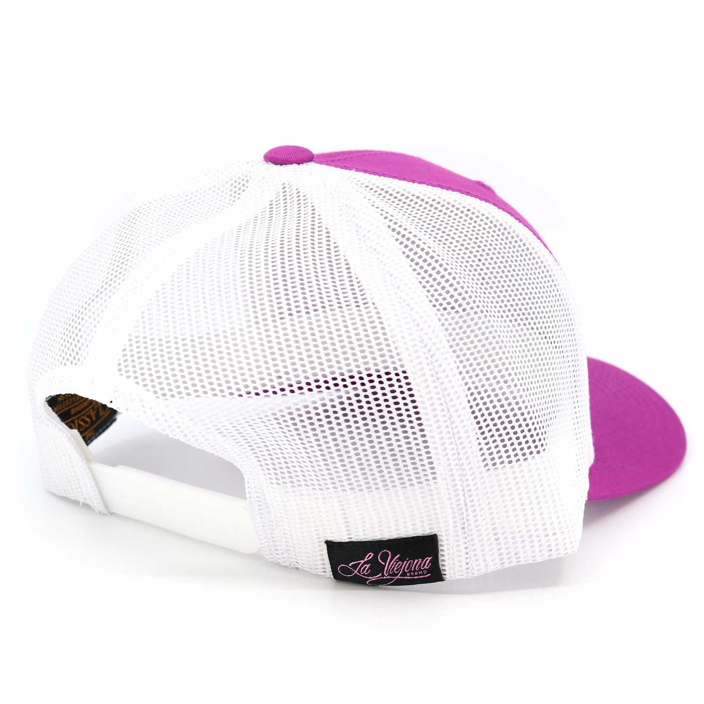 La Viejona Floral Magenta/White classic visor hat / gorra de visera clasica