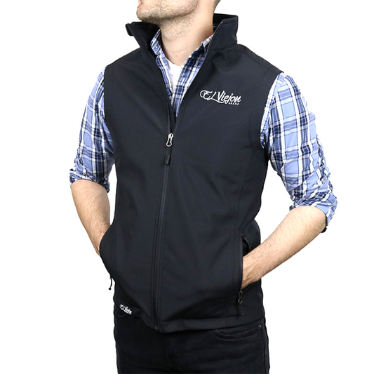 El Viejon Brand Vest - BLACK -  Front EVB LH (Charcoal Logo)