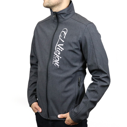 El Viejon Brand Jacket - DARK HEATHER - Front EVB Vertical (Grey Logo)