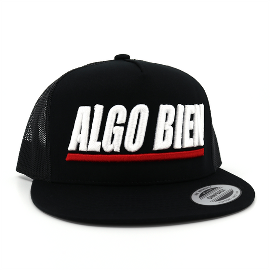 Algo Bien Black flat visor hat / gorra de visera plana