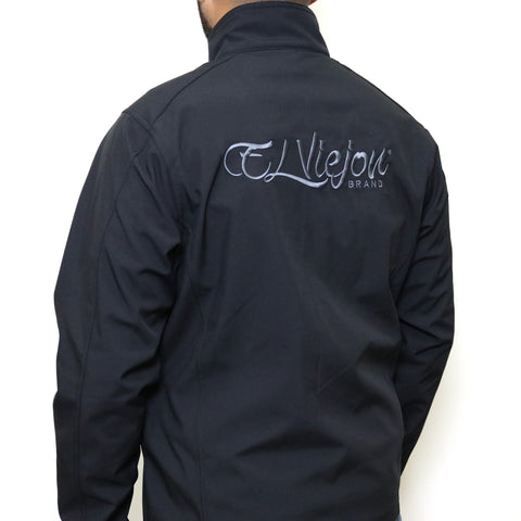 El Viejon Brand Jacket - BLACK - Front EVB LH / EVB Back (Dark Charcoal Logo)