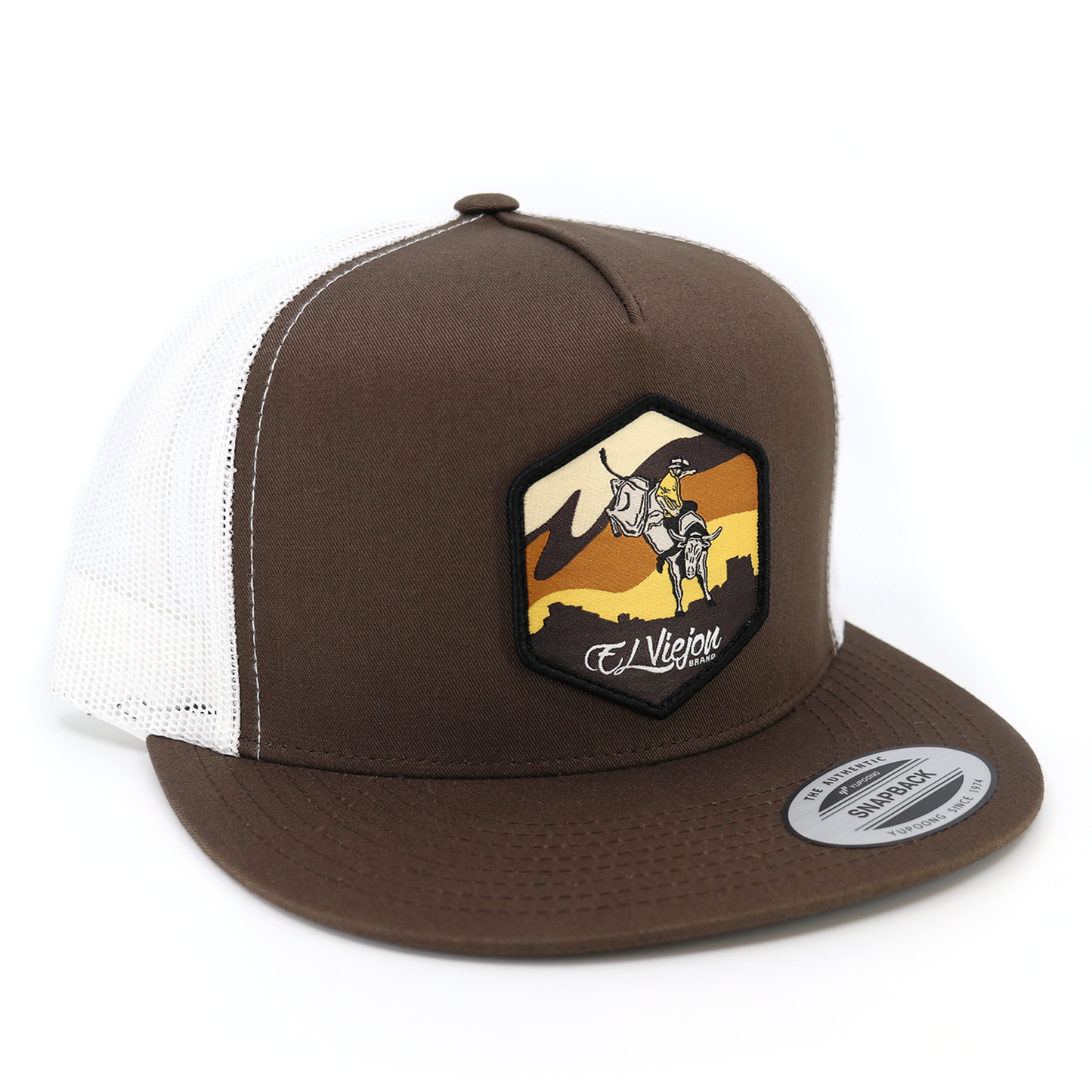 Jinete Brown/White flat visor hat / gorra de visera plana