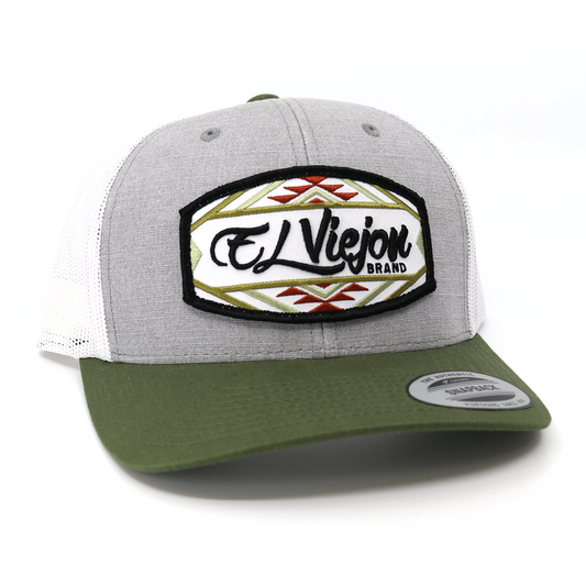 Navajo Olive/Grey/White classic visor hat / gorra de visera clasica