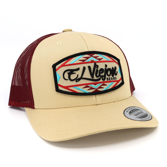 Navajo Tan/Maroon classic visor hat / gorra de visera clasica