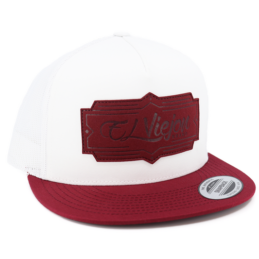 Retro Maroon/White/White flat visor hat / gorra de visera plana