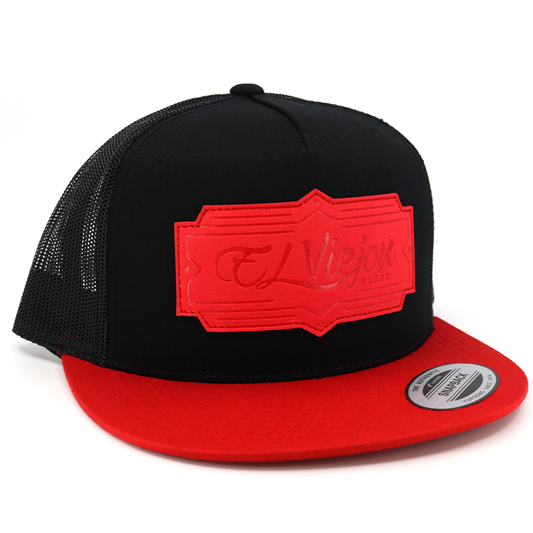 Retro Red/Black/Black flat visor hat / gorra de visera plana